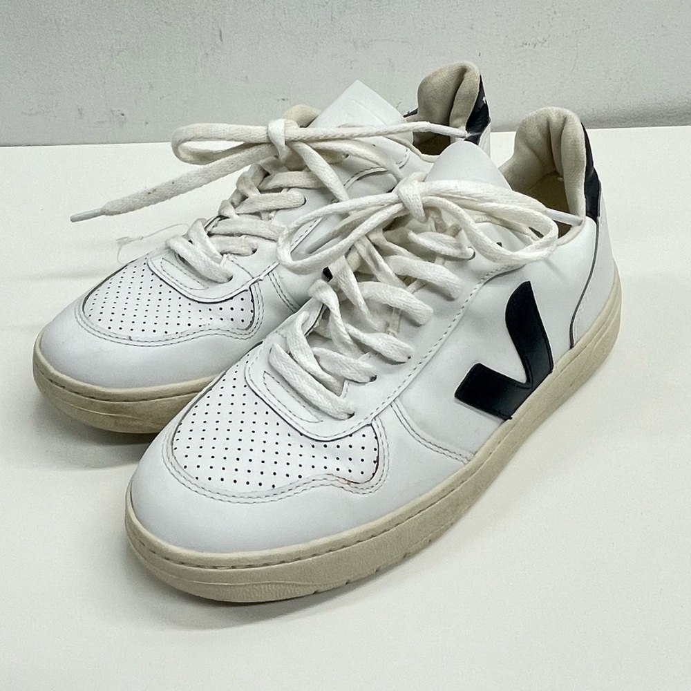 Veja White Sneakers with Black V Logo